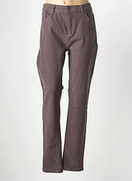 Pantalon drept închidere cu fermoar sub clapetă cu nasturi maro GEVANA femme
