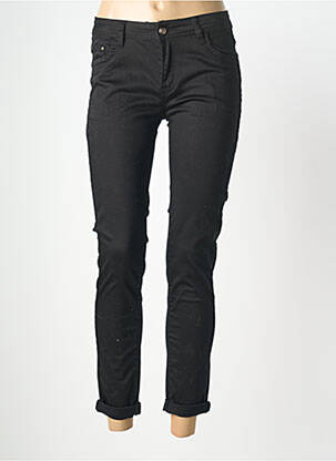 Pantalon 7/8 închidere cu fermoar sub clapetă cu nasturi negru MY CHRISTY femme