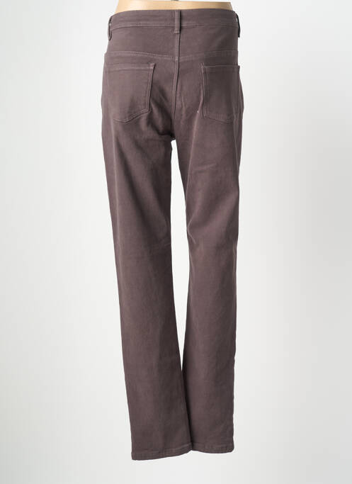 Pantalon drept închidere cu fermoar sub clapetă cu nasturi maro GEVANA femme