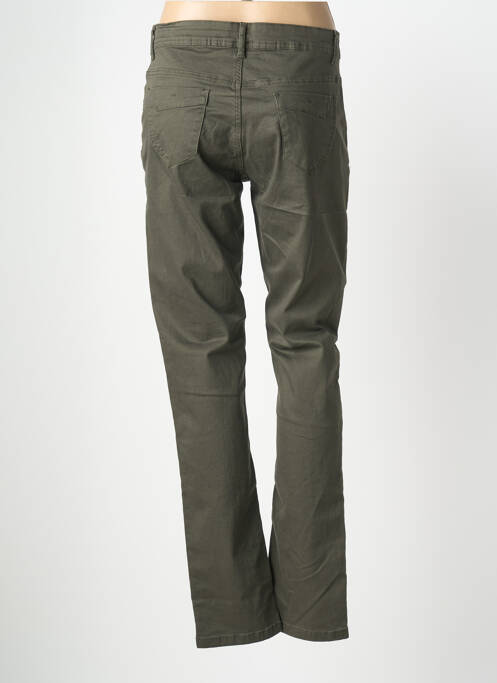 Pantalon drept închidere cu fermoar sub clapetă cu nasturi verde GEVANA femme
