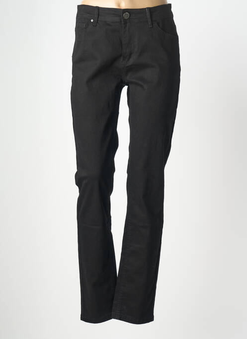 Pantalon drept închidere cu fermoar sub clapetă cu nasturi negru GEVANA femme