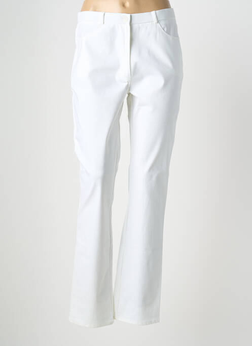 Pantalon drept închidere cu fermoar sub clapetă cu nasturi alb GEVANA femme