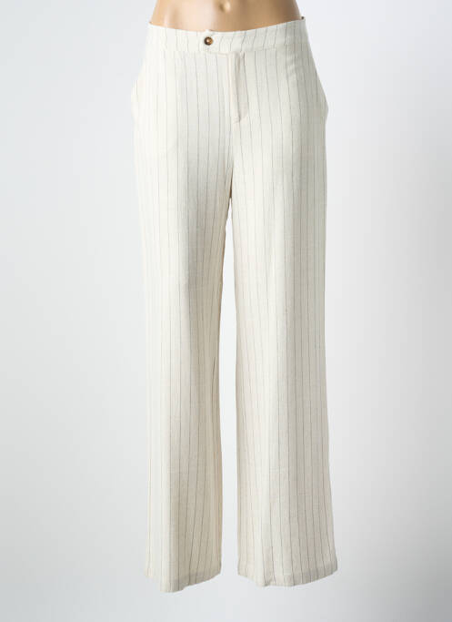 Pantalon larg închidere cu fermoar sub clapetă cu nasturi mărime normală bej ESQUALO femme