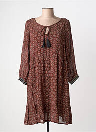 Rochie scurtă mâneci 3/4 mâneci 3/4 maro CREAM femeie