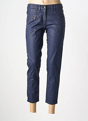 Pantalon 7/8 închidere cu fermoar sub clapetă cu nasturi albastru FLEUR DE SEL femeie