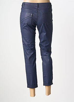 Pantalon 7/8 închidere cu fermoar sub clapetă cu nasturi albastru FLEUR DE SEL femeie