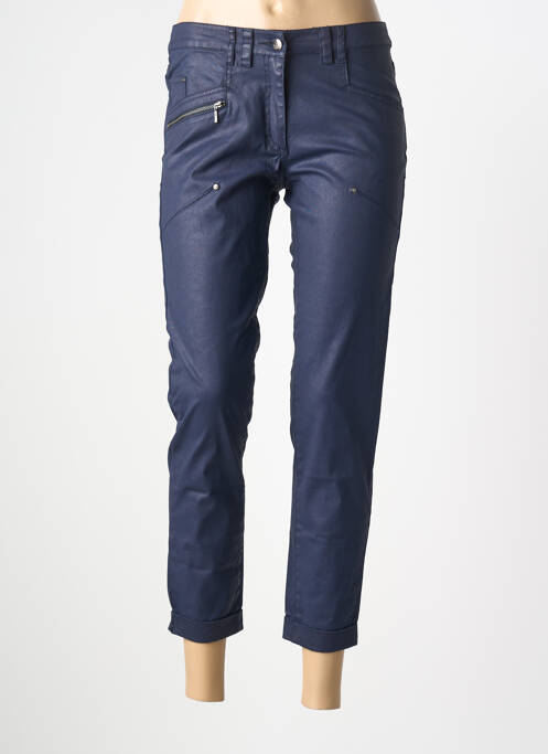 Pantalon 7/8 închidere cu fermoar sub clapetă cu nasturi albastru FLEUR DE SEL femme
