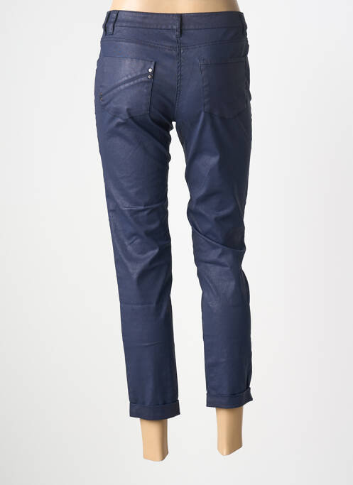 Pantalon 7/8 închidere cu fermoar sub clapetă cu nasturi albastru FLEUR DE SEL femme