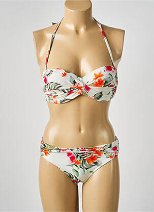 Costum de baie din două piese elasticitate top bentiță alb LPB femme