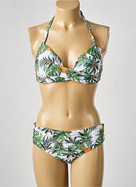 Costum de baie din două piese elasticitate top sutien modelat verde LPB femme