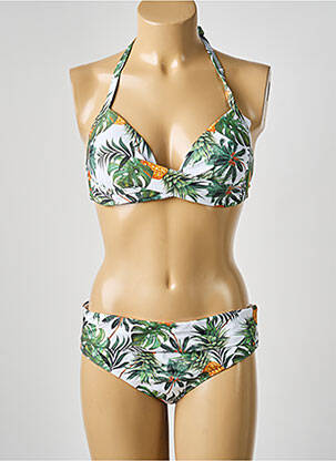 Costum de baie din două piese elasticitate top sutien modelat verde LPB femme