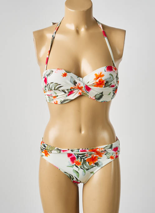 Costum de baie din două piese elasticitate top bentiță alb LPB femme