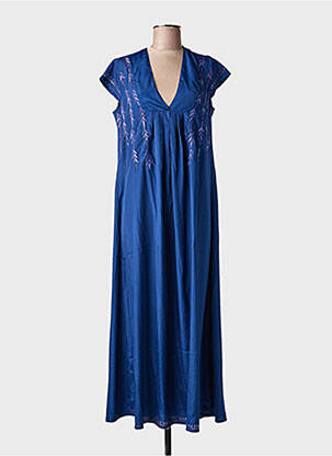 Rochie lungă mâneci scurte mâneci scurte albastru PINK PLANET femme