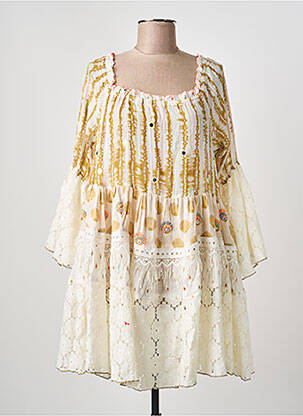 Rochie scurtă mâneci lungi mâneci lungi bej YAATRA femme