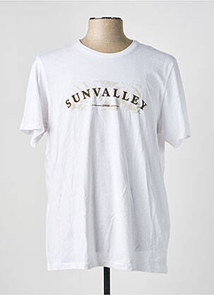 Tricou croială dreaptă mâneci scurte alb SUN VALLEY bărbat