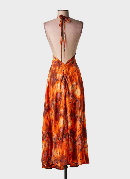 Rochie lungă imprimeu fantezie fără mâneci portocaliu LARAETHNICS femme