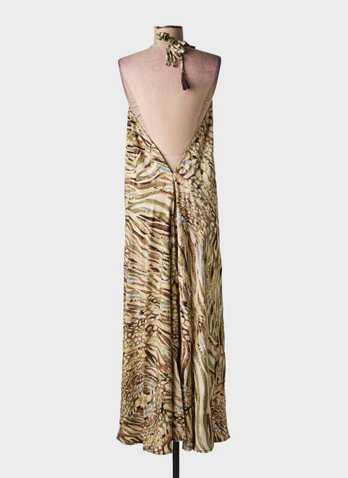 Rochie lungă imprimeu fantezie fără mâneci verde LARAETHNICS femme