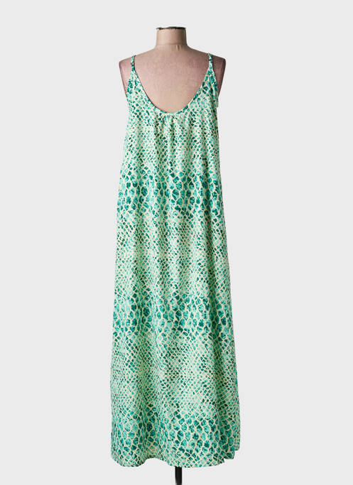 Rochie lungă imprimeu fantezie bretele subțiri verde LARAETHNICS femme