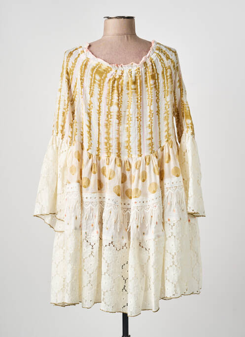 Rochie scurtă mâneci lungi mâneci lungi bej YAATRA femme