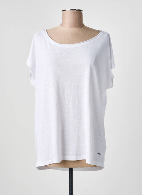 Tricou croială dreaptă mâneci scurte alb SUN VALLEY femme