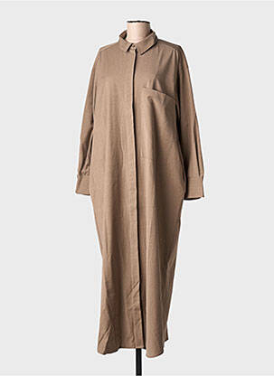 Rochie lungă mâneci lungi mâneci lungi maro FRAU femme