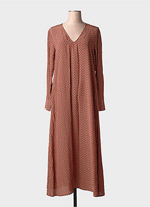 Rochie lungă imprimeu fantezie mâneci lungi maro ATTIC AND BARN femme