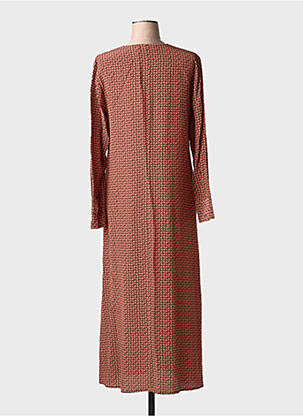 Rochie lungă imprimeu fantezie mâneci lungi maro ATTIC AND BARN femeie