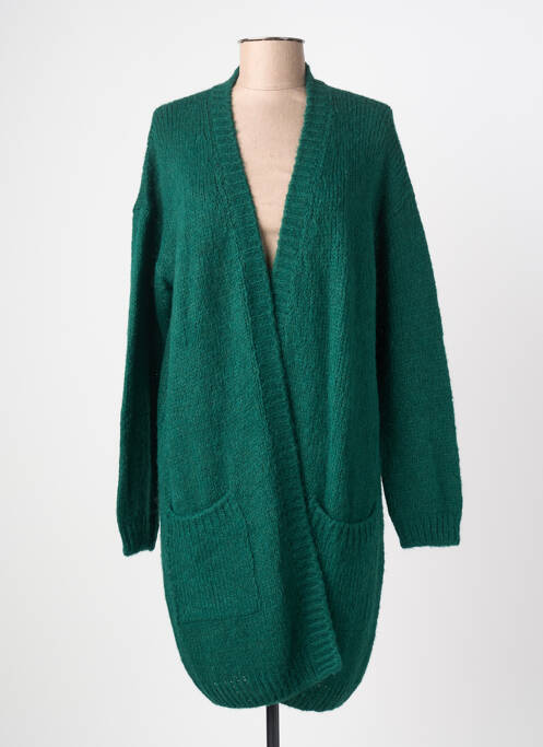 Vestă cu mâneci lungi tricotaj din plasă verde NIU femme