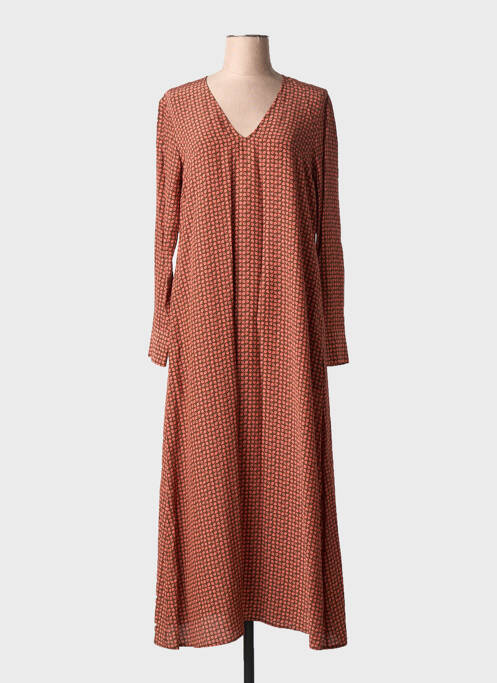 Rochie lungă imprimeu fantezie mâneci lungi maro ATTIC AND BARN femme