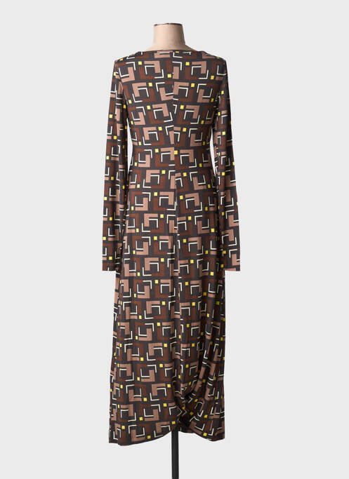 Rochie lungă imprimeu fantezie mâneci lungi maro MALIPARMI femme