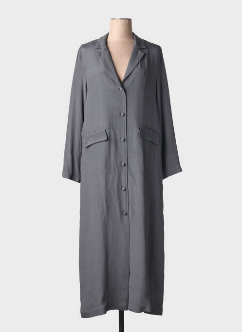 Rochie lungă țesătură crep mâneci lungi gri MOMONI femme