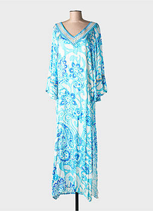 Rochie lungă mâneci lungi mâneci lungi albastru PHO FIRENZE femeie