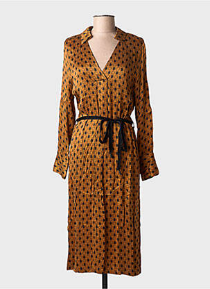 Rochie midi croială fluidă mâneci lungi maro LA PETITE FRANCAISE femeie
