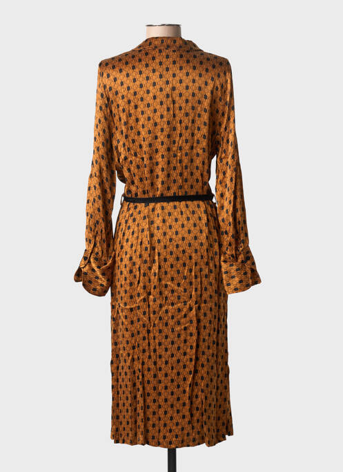 Rochie midi croială fluidă mâneci lungi maro LA PETITE FRANCAISE femme