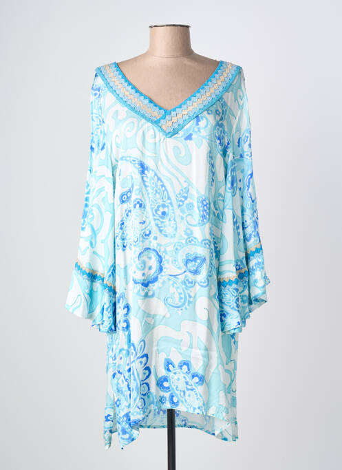 Rochie midi croială fluidă mâneci lungi albastru PHO FIRENZE femme