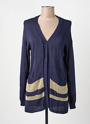 Vestă cu mâneci lungi guler în v albastru ODEMAI femme