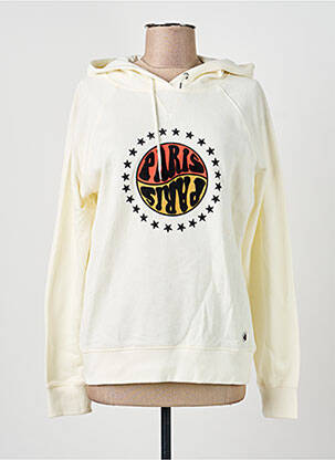 Hanorac cu glugă serigrafie flockată mâneci lungi alb LA PETITE FRANCAISE femme