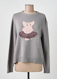 Pulover guler rotund mâneci lungi gri DIXIE femme