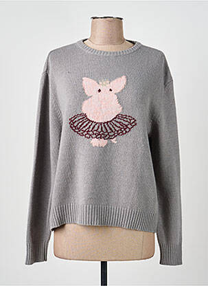 Pulover guler rotund mâneci lungi gri DIXIE femme