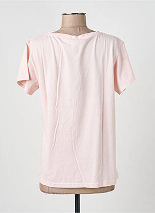 Tricou serigrafie flockată mâneci scurte roz NINE TEES femeie