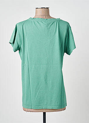 Tricou serigrafie flockată mâneci scurte verde NINE TEES femeie