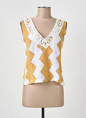 Top imprimeu fantezie fără mâneci portocaliu PHO FIRENZE femme