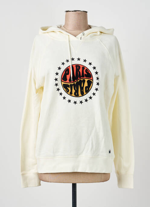 Hanorac cu glugă serigrafie flockată mâneci lungi alb LA PETITE FRANCAISE femme