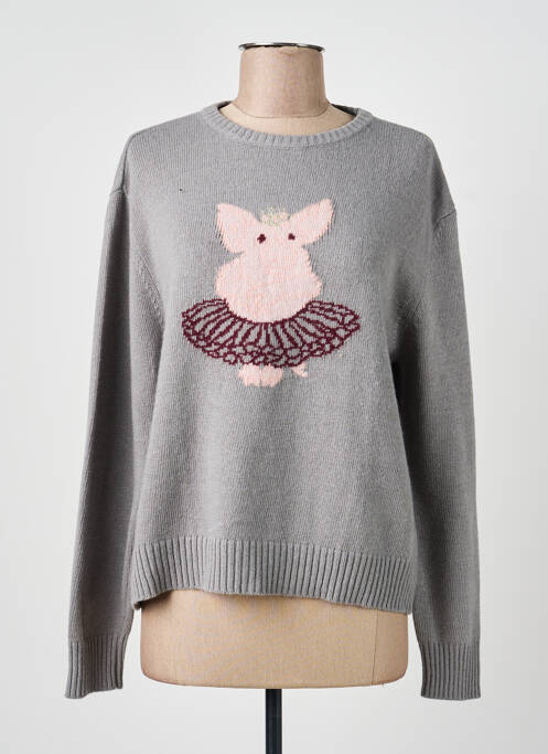 Pulover guler rotund mâneci lungi gri DIXIE femme