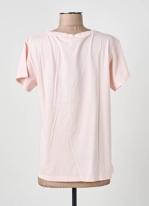 Tricou serigrafie flockată mâneci scurte roz NINE TEES femme