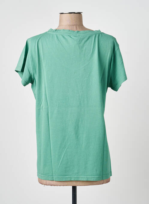 Tricou serigrafie flockată mâneci scurte verde NINE TEES femme