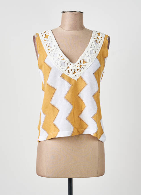 Top imprimeu fantezie fără mâneci portocaliu PHO FIRENZE femme