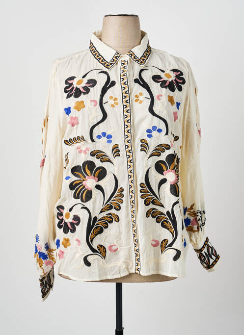 Cămașă imprimeu fantezie mâneci lungi bej SUMMUM femme