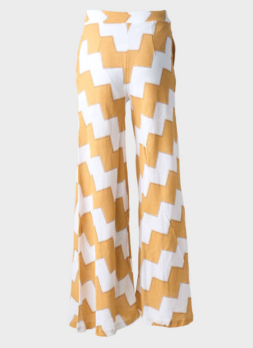 Pantalon evazat talie cu cleme talie înaltă bej PHO FIRENZE femme