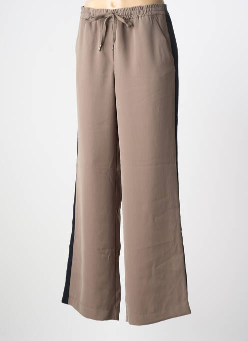 Pantalon larg țesătură crep mărime normală maro SUMMUM femme